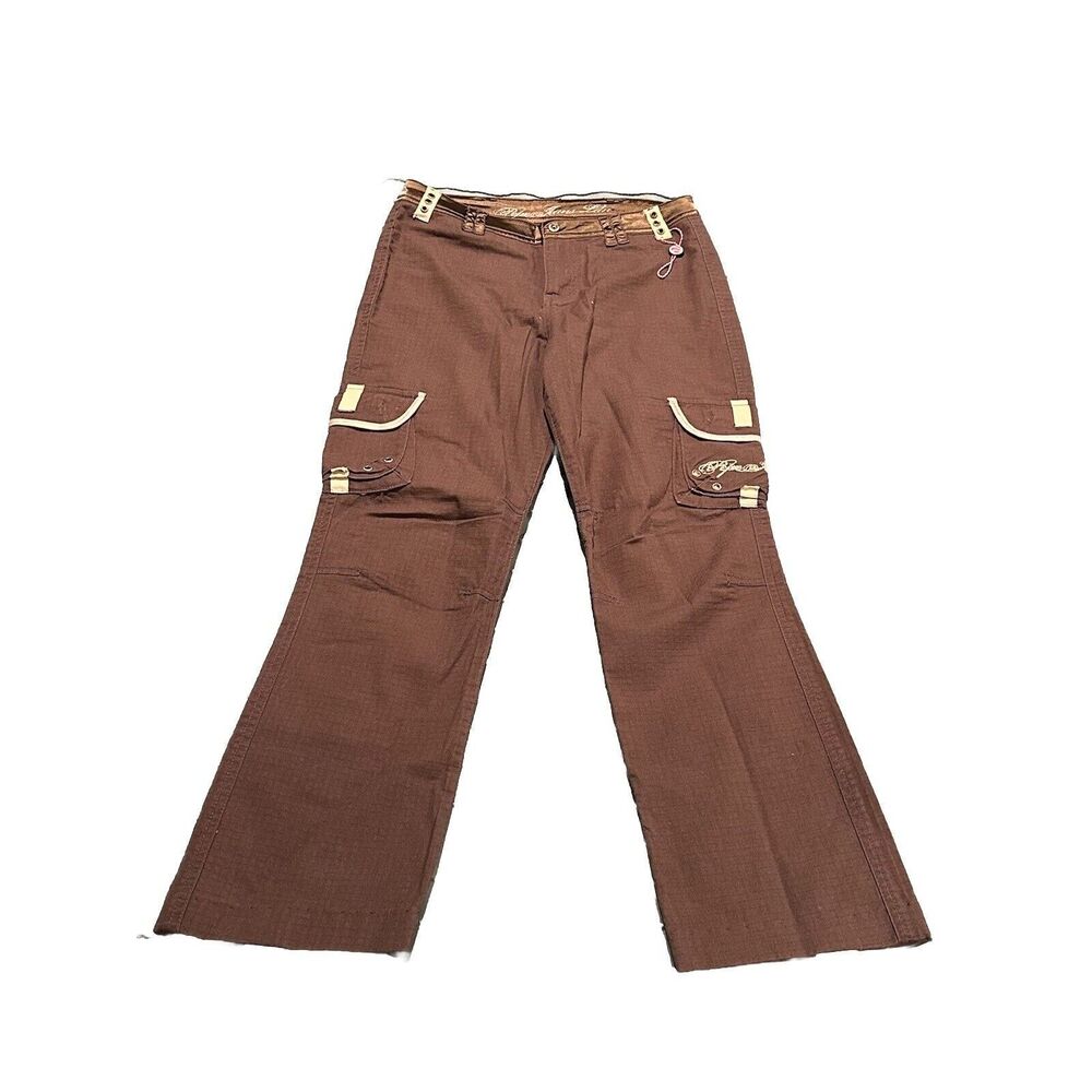 Pepe Jeans London Brown Gold Cargo Pocket Cotton Blend Pants Womens 16 (26x26)